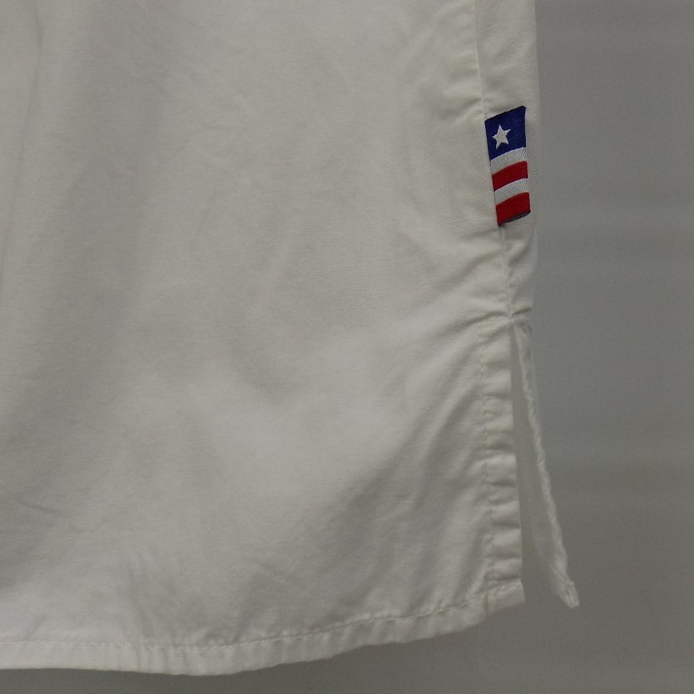 Disney White Sleeveless Collared Cotton Button Front USA Flag Top Size XL - Picture 3 of 5
